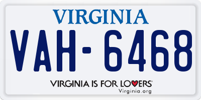 VA license plate VAH6468