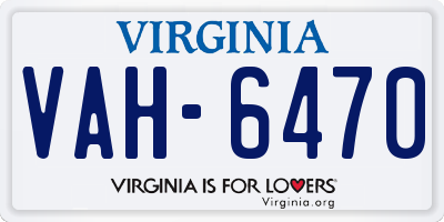 VA license plate VAH6470
