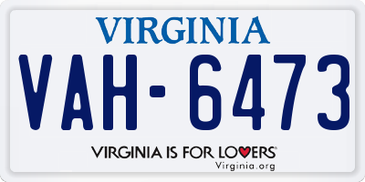 VA license plate VAH6473