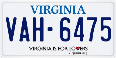 VA license plate VAH6475
