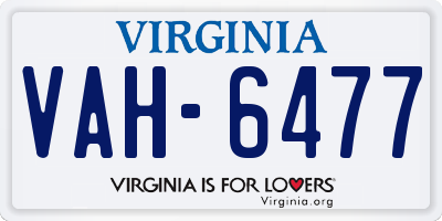 VA license plate VAH6477