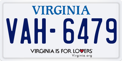 VA license plate VAH6479