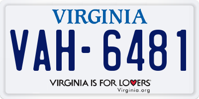 VA license plate VAH6481