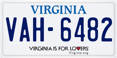 VA license plate VAH6482