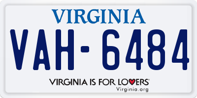 VA license plate VAH6484