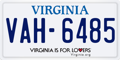 VA license plate VAH6485