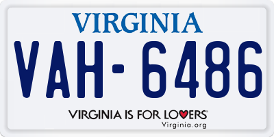 VA license plate VAH6486