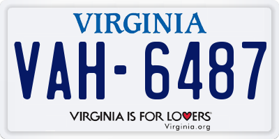 VA license plate VAH6487