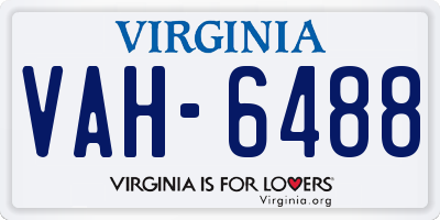 VA license plate VAH6488
