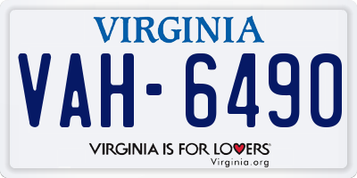 VA license plate VAH6490