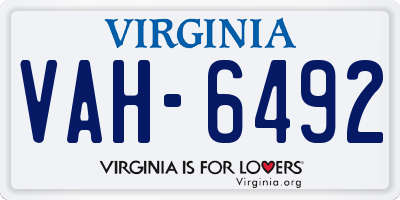 VA license plate VAH6492
