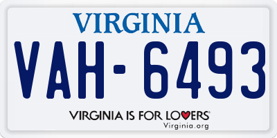 VA license plate VAH6493