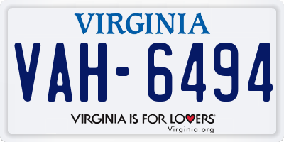 VA license plate VAH6494