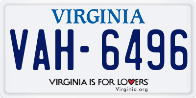 VA license plate VAH6496