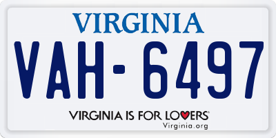 VA license plate VAH6497