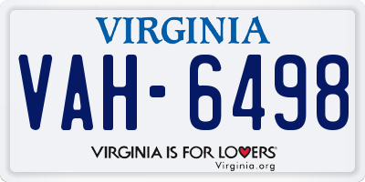 VA license plate VAH6498
