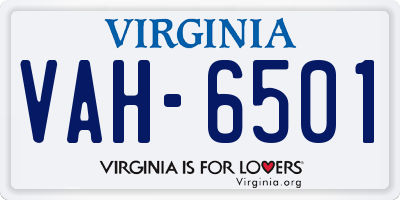 VA license plate VAH6501