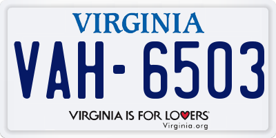 VA license plate VAH6503