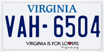 VA license plate VAH6504