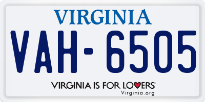 VA license plate VAH6505
