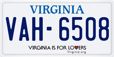 VA license plate VAH6508