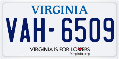 VA license plate VAH6509