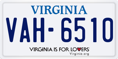 VA license plate VAH6510