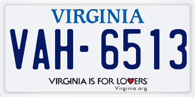 VA license plate VAH6513