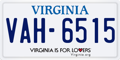 VA license plate VAH6515