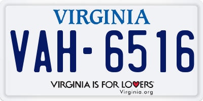 VA license plate VAH6516
