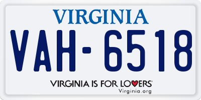 VA license plate VAH6518