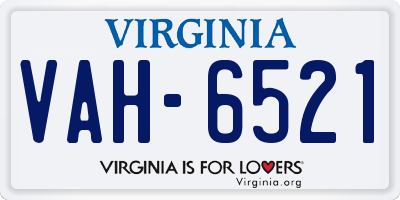 VA license plate VAH6521
