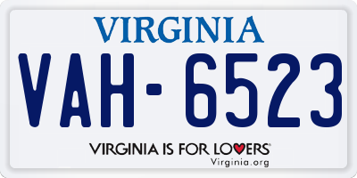 VA license plate VAH6523