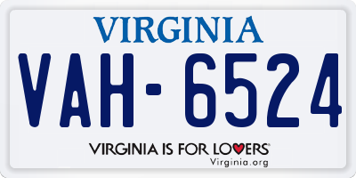 VA license plate VAH6524