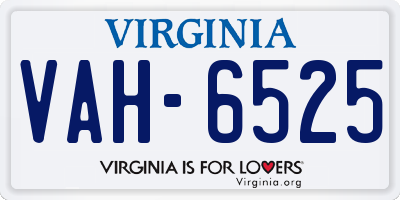 VA license plate VAH6525
