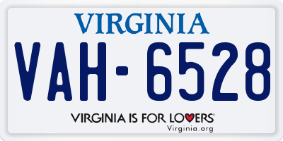 VA license plate VAH6528