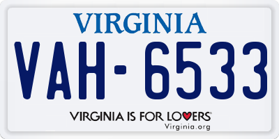 VA license plate VAH6533