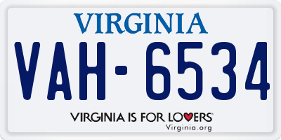 VA license plate VAH6534