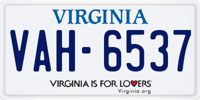 VA license plate VAH6537
