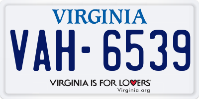 VA license plate VAH6539
