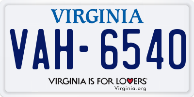 VA license plate VAH6540