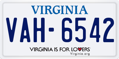VA license plate VAH6542