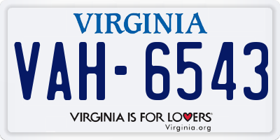 VA license plate VAH6543