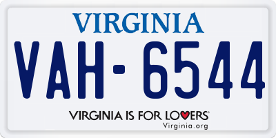 VA license plate VAH6544