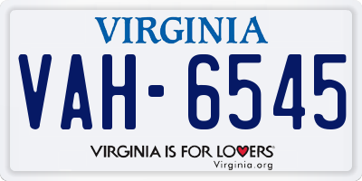 VA license plate VAH6545