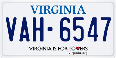 VA license plate VAH6547