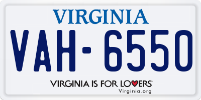 VA license plate VAH6550