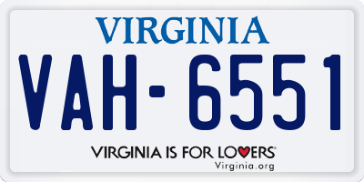 VA license plate VAH6551