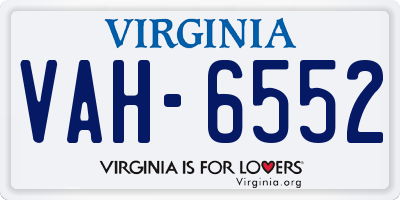 VA license plate VAH6552