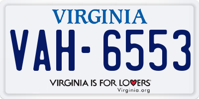 VA license plate VAH6553